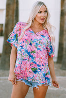 
              $10! Pink Floral Print V-Neck Tee
            