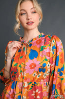 
              Ginger Satin Floral Babydoll Dress
            