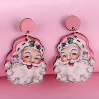 Pretty in Pink Santa Earrings