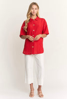 
              Red Eyelet Woven Top | Women's Boho Casual Tops – Bella Grace
            