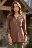 
              Lizzy Luxe Wrinkle-Free Top-Dark Mocha
            