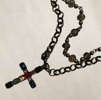 
              Colorful Rhinestone Cross Necklace
            
