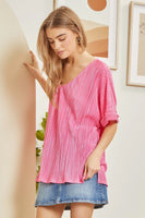 
              Let It Shine Dolman Sleeve Top-Barbie Pink
            