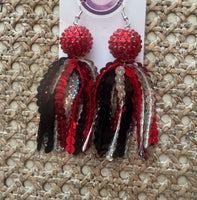 
              Sequin Tassel Earrings-Razorback Holographic Mix w/Pave Bead
            