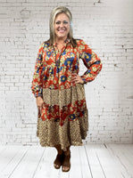 
              Brick Floral & Animal Print Dress
            