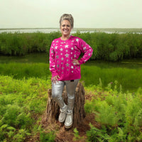 
              Foil Star Printed Sweater
            