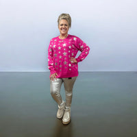 Foil Star Printed Sweater