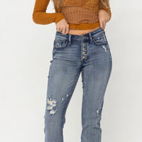 Judy Blue Button Fly Cuffed Boyfriend Jeans