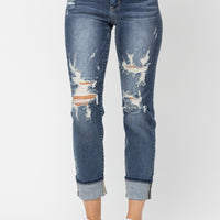 Judy Blue Cuffed Destroy Boyfriend Jeans