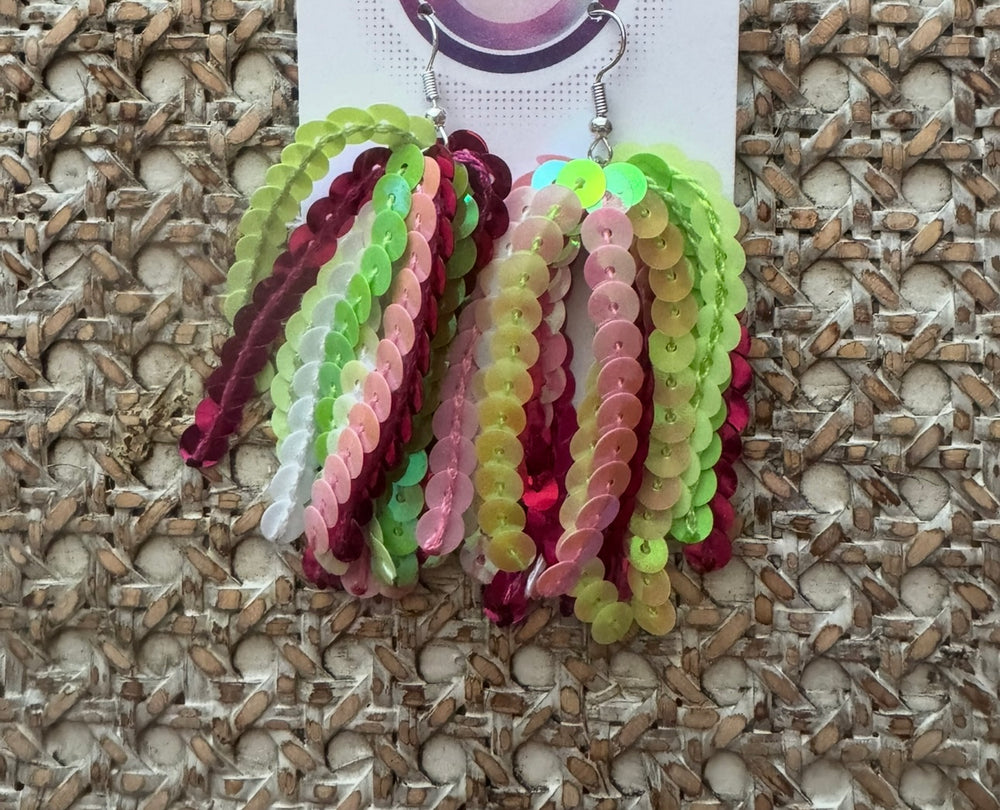 Sequin Tassel Earrings-Holiday Mix