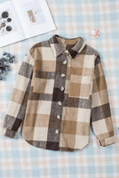 
              Khaki Plaid Color Block Shacket
            