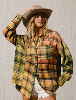 
              Frayed Hem Plaid Shirt
            