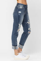 
              Judy Blue Cuffed Destroy Boyfriend Jeans
            