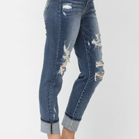 Judy Blue Cuffed Destroy Boyfriend Jeans