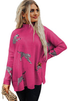 
              Rose Red Lively Cheetah Sweater
            