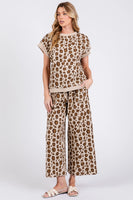 
              Leopard Print Scuba Top and Pants Set - Women's Matching Outfit
            