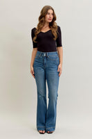 
              Judy Blue Flare Tummy Control Double Button Jeans-Regular
            