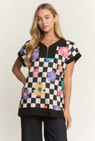 
              Checkered Floral Print Knit Top | Women's Casual Knit Tops – Bella Grace
            