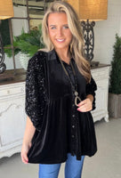 
              Black Sequin Velvet Shirt
            