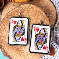 Queen of Hearts Silvertone Earrings