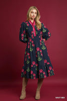 
              Navy Floral Midi Dress
            