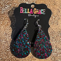 Glitter Acrylic Teardrop Earrings