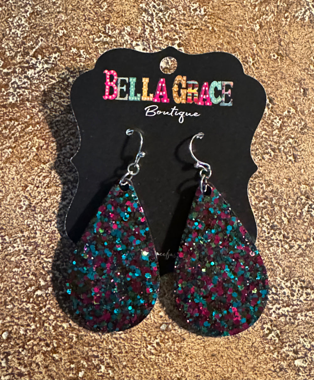 Glitter Acrylic Teardrop Earrings