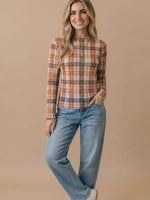 
              Plaid Mesh Semi-Sheer Top
            