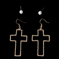 Gold Cross and Pearl Earring Set