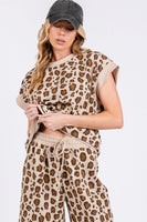 
              Leopard Print Scuba Top and Pants Set - Women's Matching Outfit
            