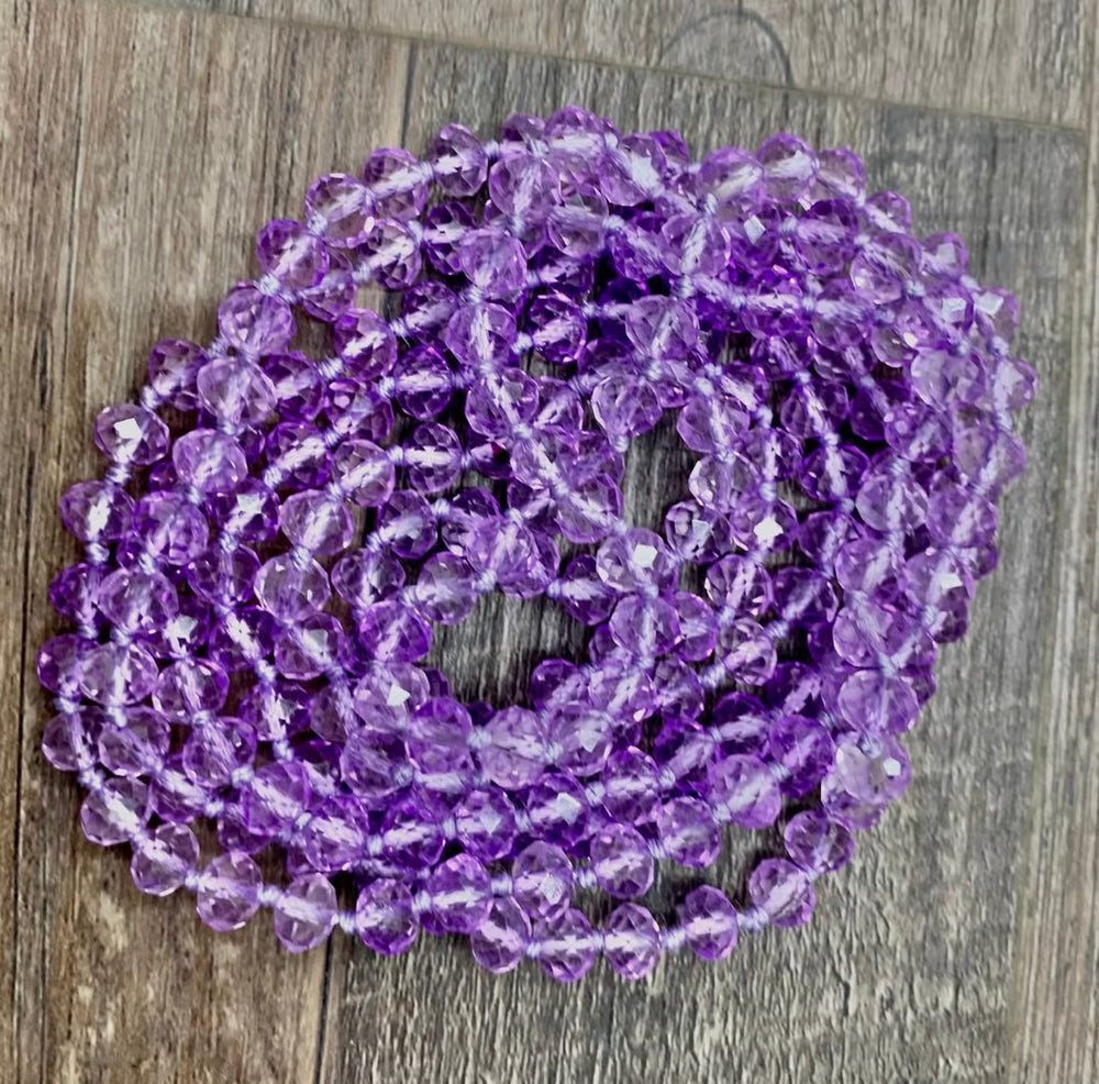 60” Crystal Bead Necklace-Transparent Lavender