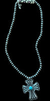 
              Navajo Pearls with Cross Necklace
            