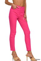 
              High Rise Skinny Denim Pants, Fuchsia
            