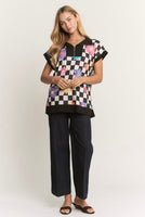 
              Checkered Floral Print Knit Top | Women's Casual Knit Tops – Bella Grace
            