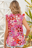 
              $10! Rose Embroidered Floral Print Ruffle Tank Top
            