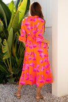 
              Orange Floral Print Smocked Dress | Women's Fashion
            
