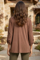 
              Lizzy Luxe Wrinkle-Free Top-Dark Mocha
            