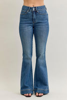 
              Judy Blue Flare Tummy Control Double Button Jeans-Regular
            
