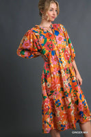 
              Ginger Satin Floral Babydoll Dress
            