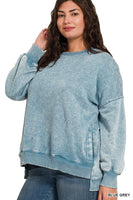 
              Plus Acid Wash Fleece Hi-Low Hem Pullover
            