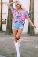
              $10! Pink Floral Print V-Neck Tee
            