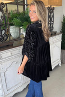 
              Black Sequin Velvet Shirt
            