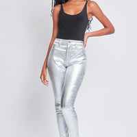 YMI High Rise Metallic Skinny Jeans-Silver