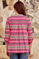 
              Lizzy Charcoal & Hot Pink Snowflake Tunic Top
            