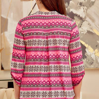 Lizzy Charcoal & Hot Pink Snowflake Tunic Top