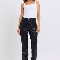 Judy Blue Faux Leather Jeans-Black