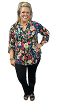 
              Lizzy Black Floral Tunic Top
            