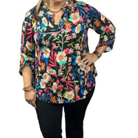 Lizzy Black Floral Tunic Top