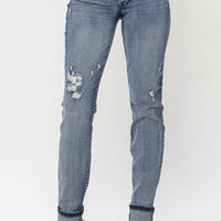 Judy Blue Button Fly Cuffed Boyfriend Jeans