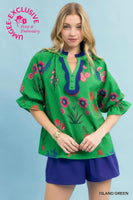 
              Island Green Floral Blouse
            